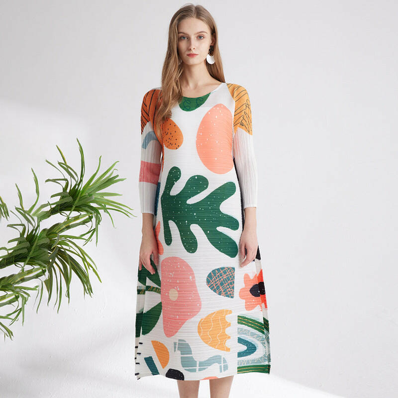 Women’s Printed Pleated Dress – Comfortable & Stylish Fashion Wear - Adistore