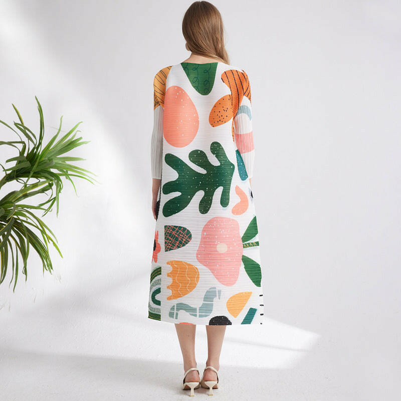 Women’s Printed Pleated Dress – Comfortable & Stylish Fashion Wear - Adistore