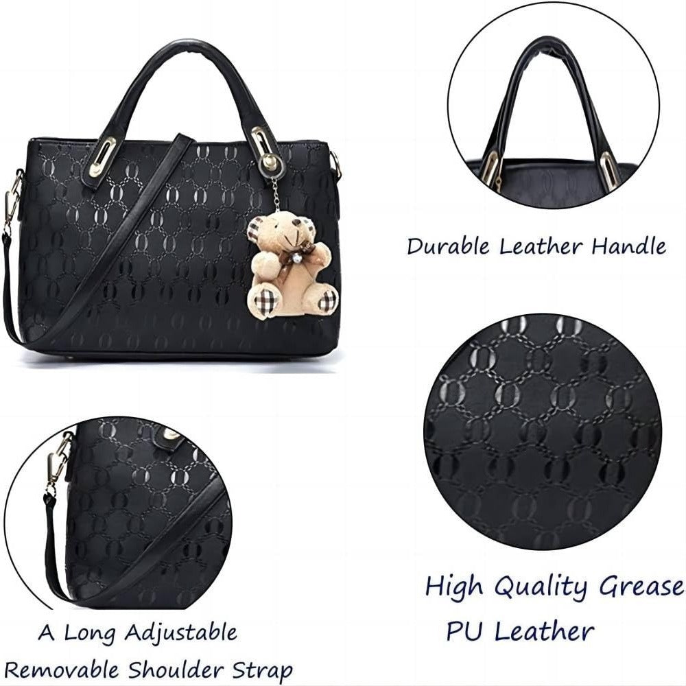 Women’s 4Pcs PU Leather Handbag Set – Tote, Satchel & Shoulder Bag - Adistore