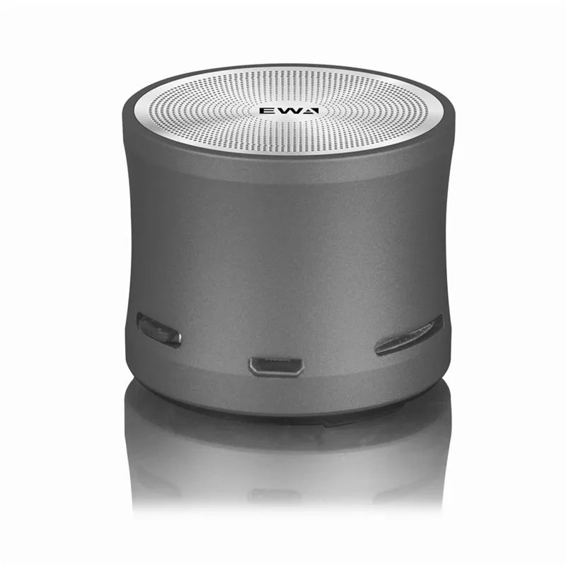 Gray EWA portable speaker on a white background