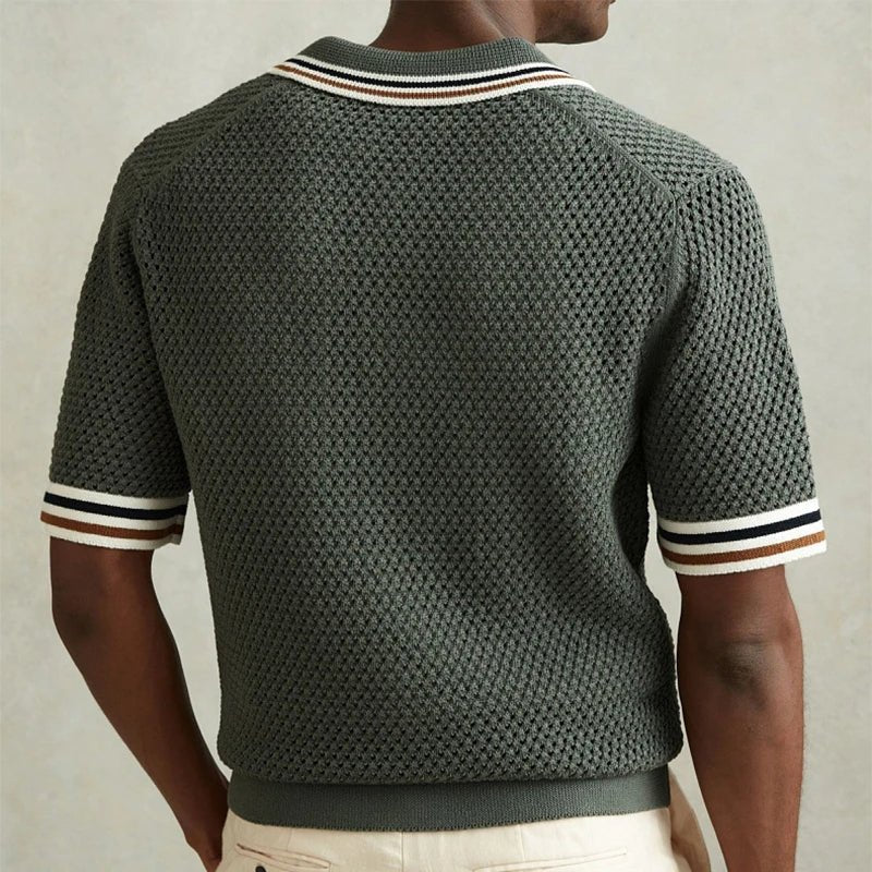 Casual Hollow Out Knitted Men's Vintage Shirt with Pockets - Adistore