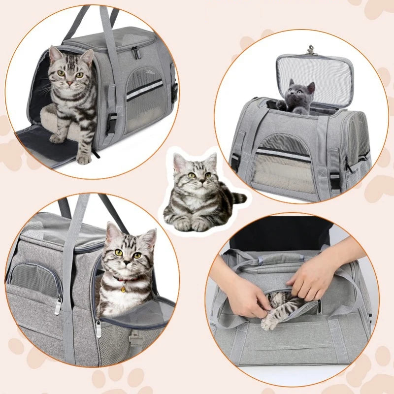Foldable Pet Carrier Bag – Soft Mesh Travel Handbag for Cats & Dogs - Adistore
