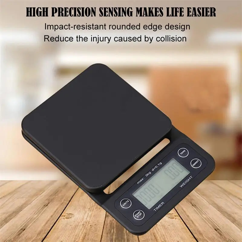 Black Precision Coffee Dropping Scale 0.1g with Timer – Digital LCD