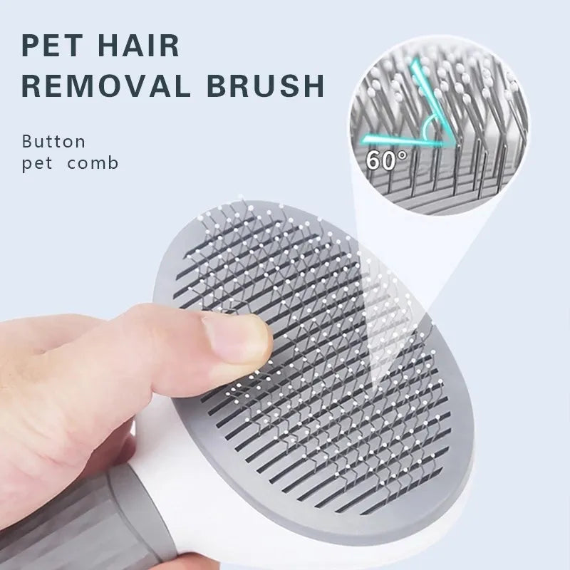 Self-Cleaning Pet Hair Remover Brush – Dog & Cat Grooming Comb - Adistore