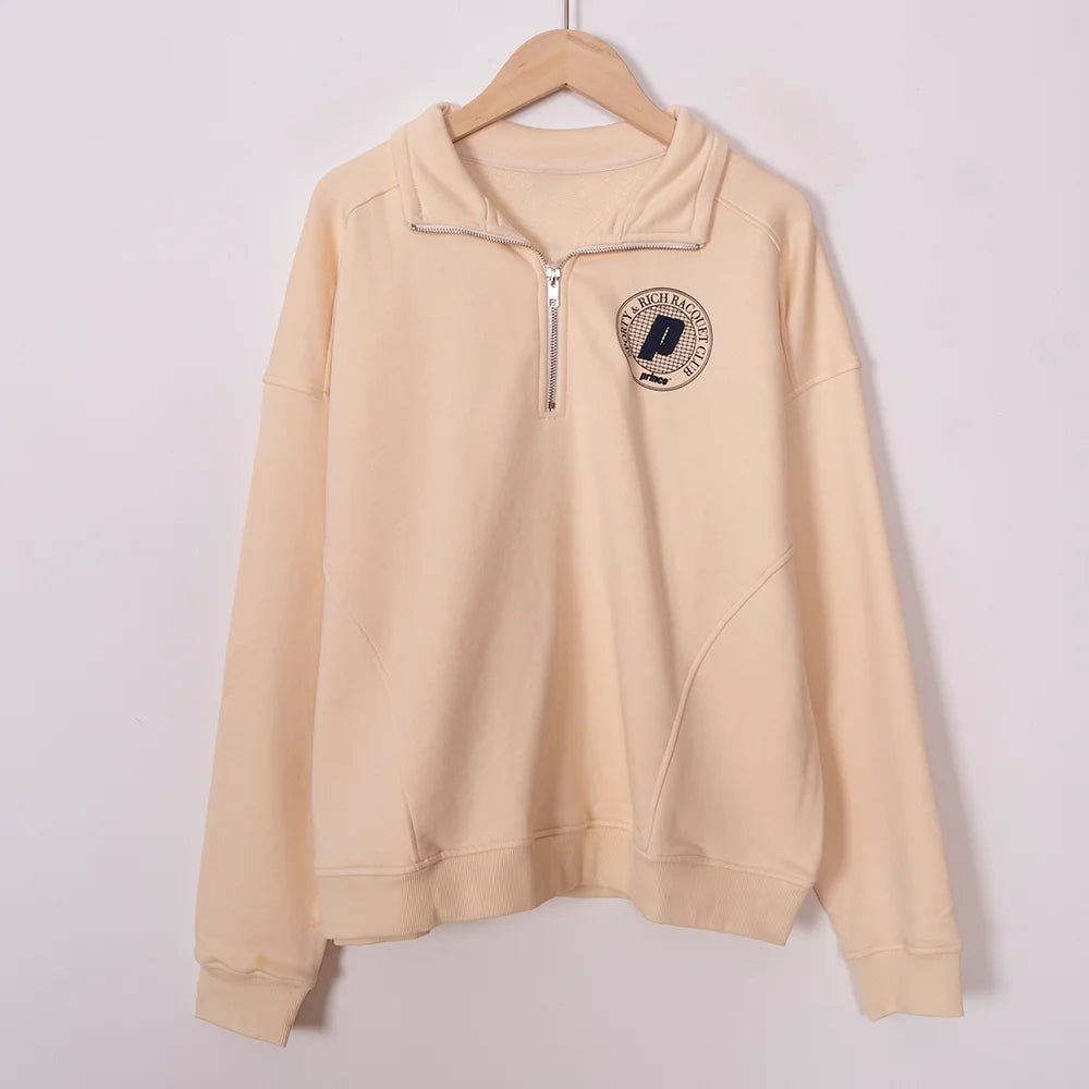 ZESSAM Club Graphic Sweatshirt – Women’s Long Sleeve with Collar - Adistore