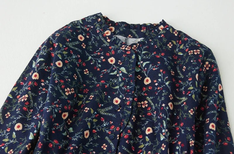 New Spring Autumn Cotton Print Vintage Dresses For Women.