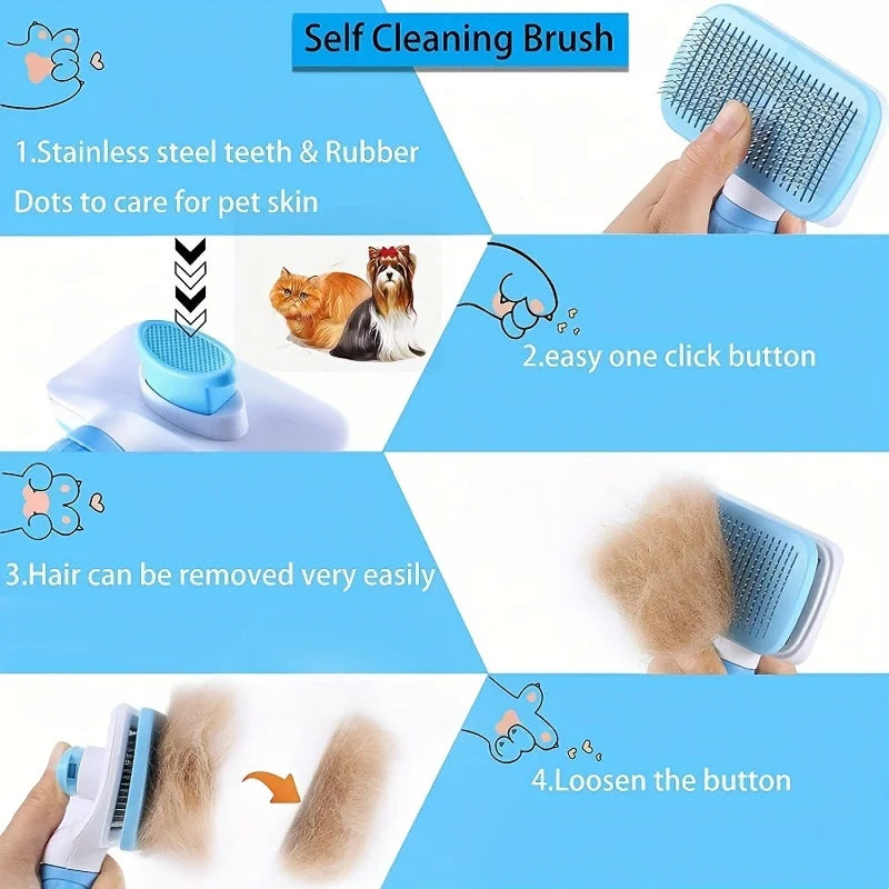 Pet Hair Remover Brush – Deshedding Comb for Dogs & Cats Long Hair - Adistore