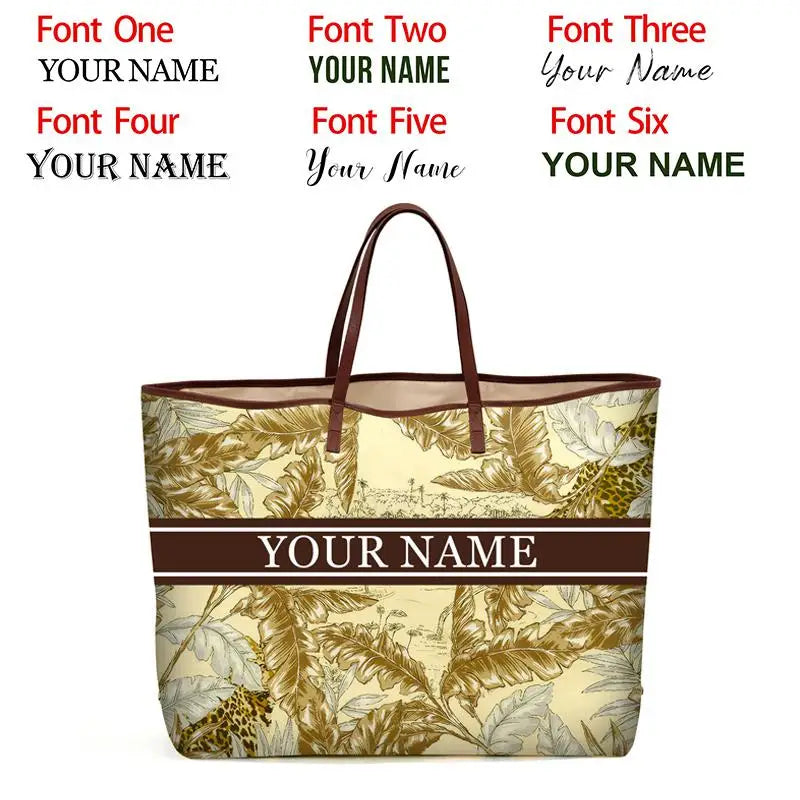 Custom Letter Stripe Tote Bag – Large Book & Travel Handbag for Women - Adistore