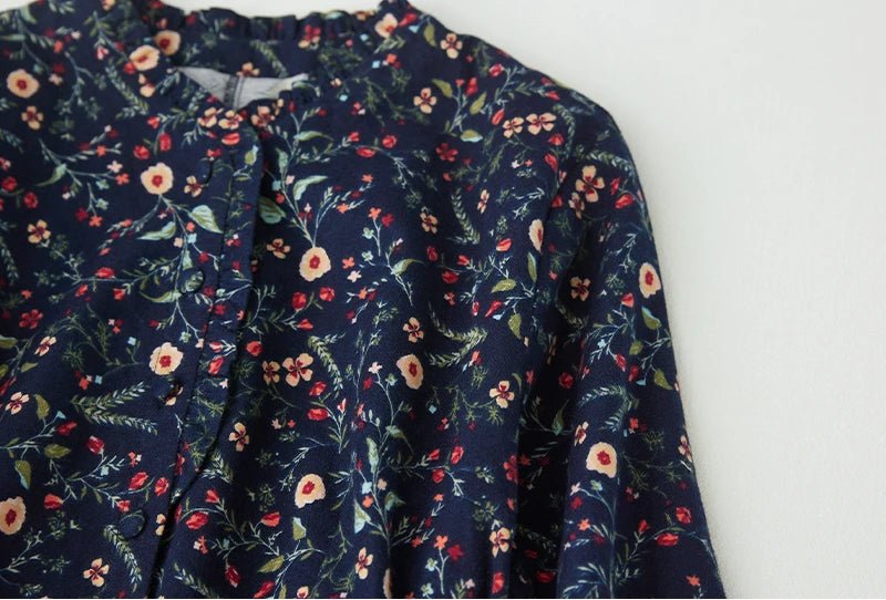 New Spring Autumn Cotton Print Vintage Dresses For Women.