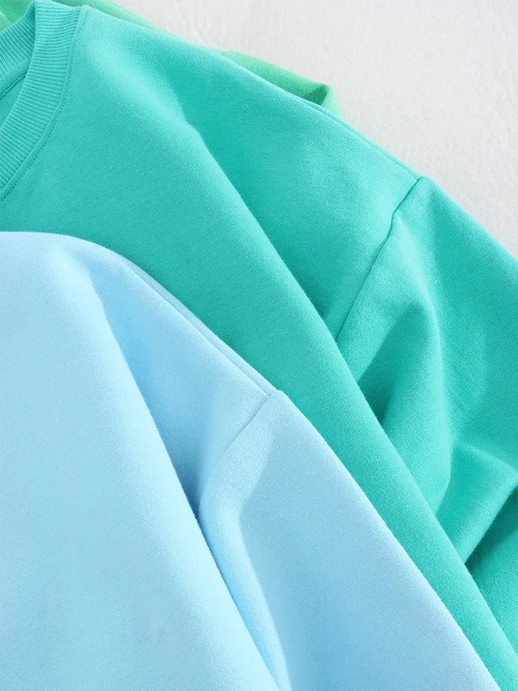 Blue Cotton Oversize Sweatshirt for Women – O-Neck Loose Pullover - Adistore