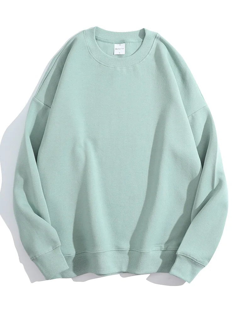Blue Cotton Oversize Sweatshirt for Women – O-Neck Loose Pullover - Adistore