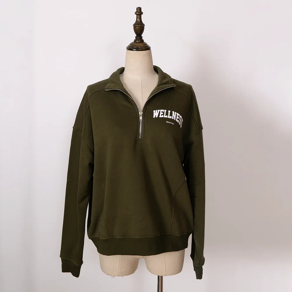 ZESSAM Club Graphic Sweatshirt – Women’s Long Sleeve with Collar - Adistore