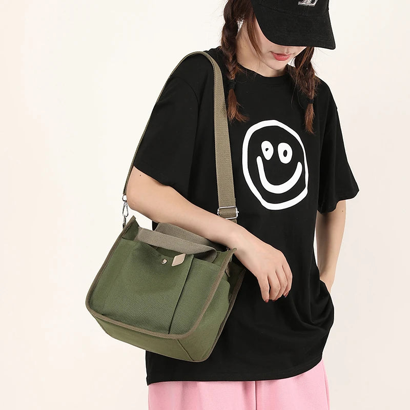 Thick Canvas Small Shoulder Bag for Women – Stylish Zipper Handbag - Adistore