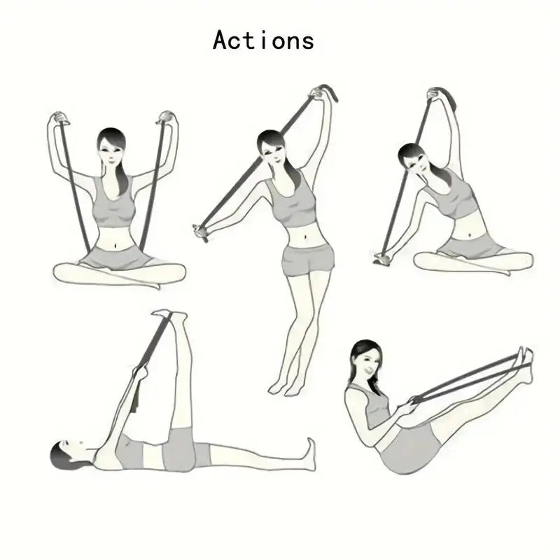 Yoga Elastic Resistance Band with 8 Rings – Pilates Stretching Rope - Adistore