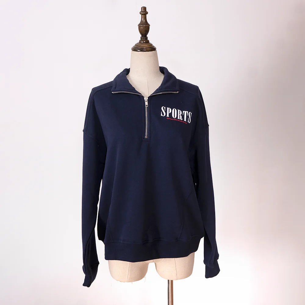 ZESSAM Club Graphic Sweatshirt – Women’s Long Sleeve with Collar - Adistore