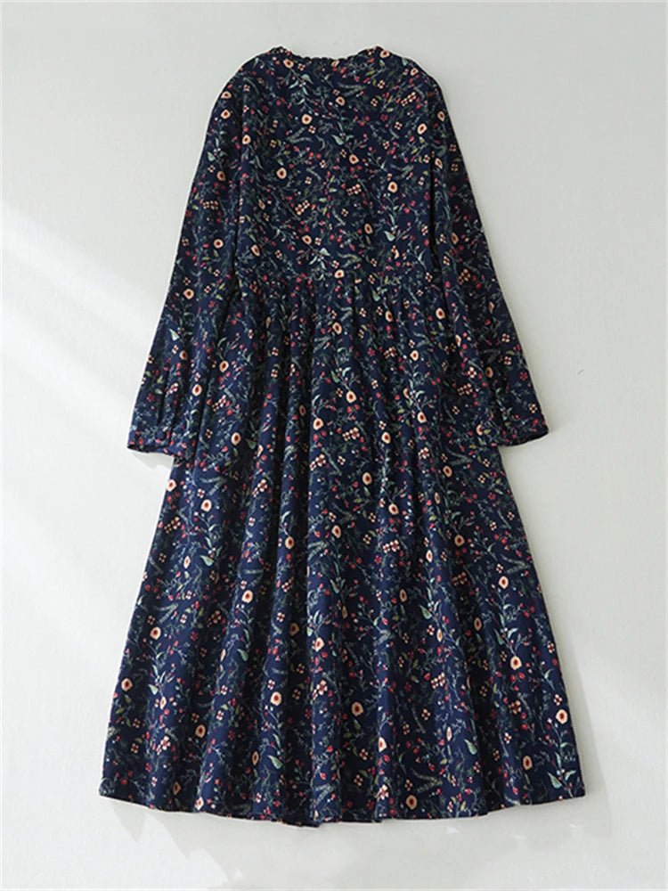 New Spring Autumn Cotton Print Vintage Dresses For Women.