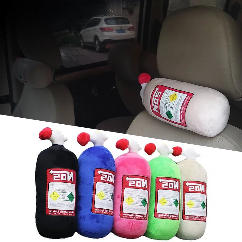 NOS Bottle Car Neck Pillow | Plush Headrest Cushion for Driver & Passenger - Adistore