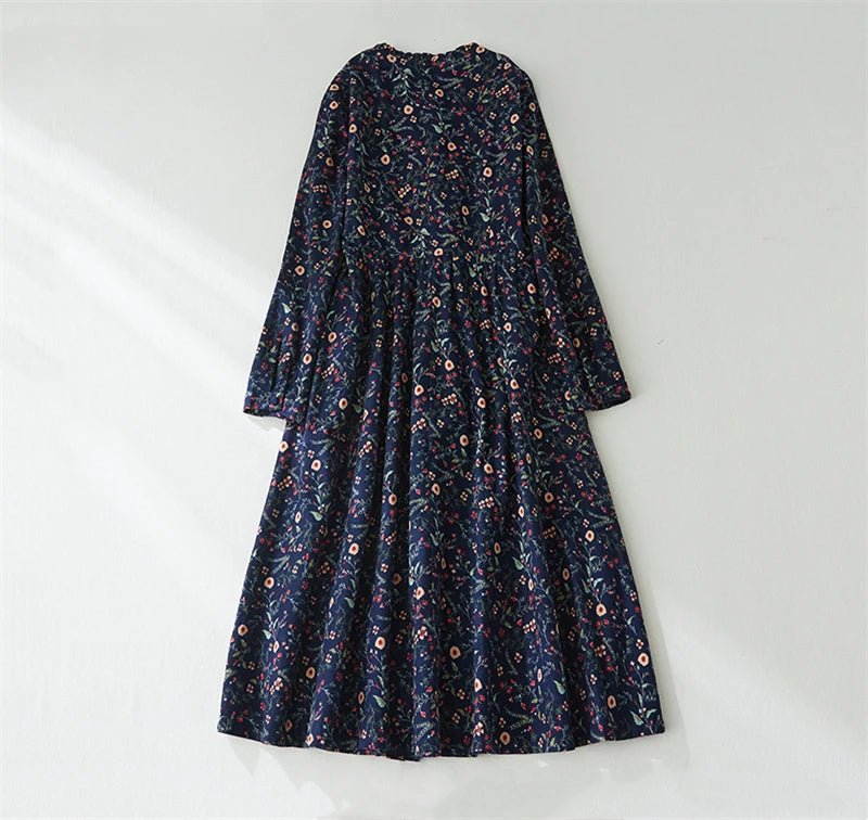 New Spring Autumn Cotton Print Vintage Dresses For Women.