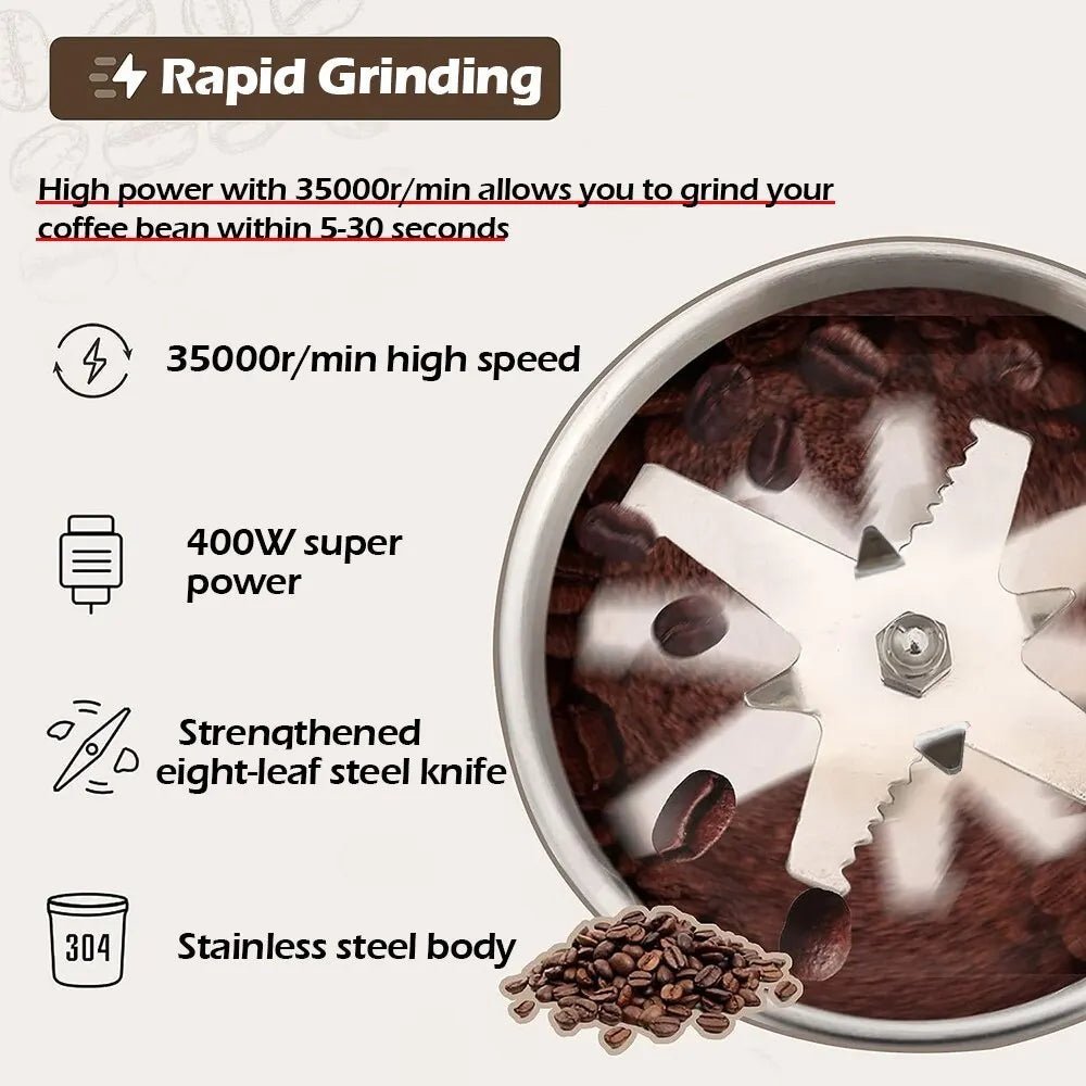 Multifunctional 400W Electric Coffee Grinder – Cereal & Nut Grinder - Adistore