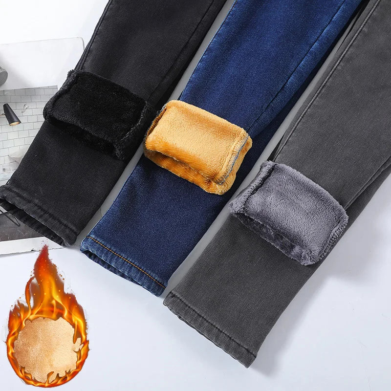 Women’s Thermal Skinny Fleece Jeans – Winter Warm Stretch Denim - Adistore