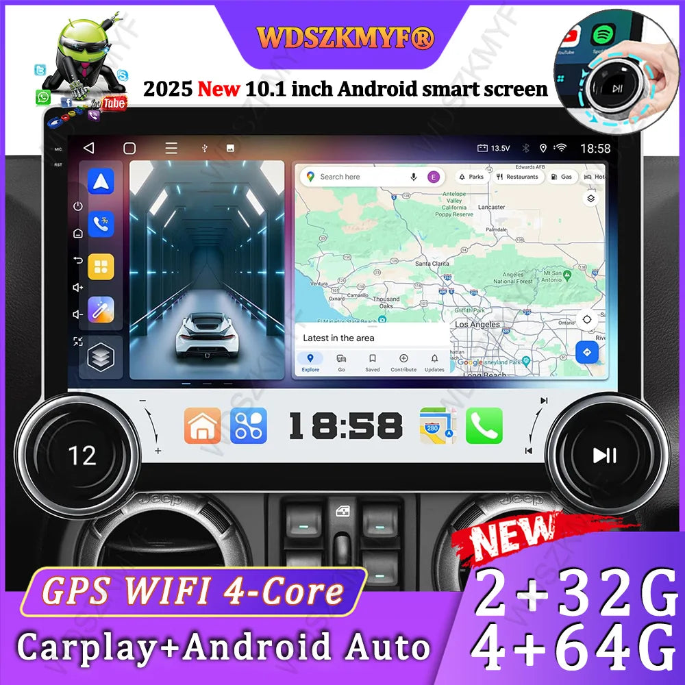 10.1" 2K 2Din Car Radio with CarPlay Android Auto | GPS Smart Player - Adistore