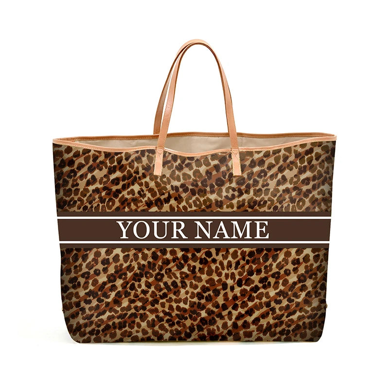 Custom Letter Stripe Tote Bag – Large Book & Travel Handbag for Women - Adistore