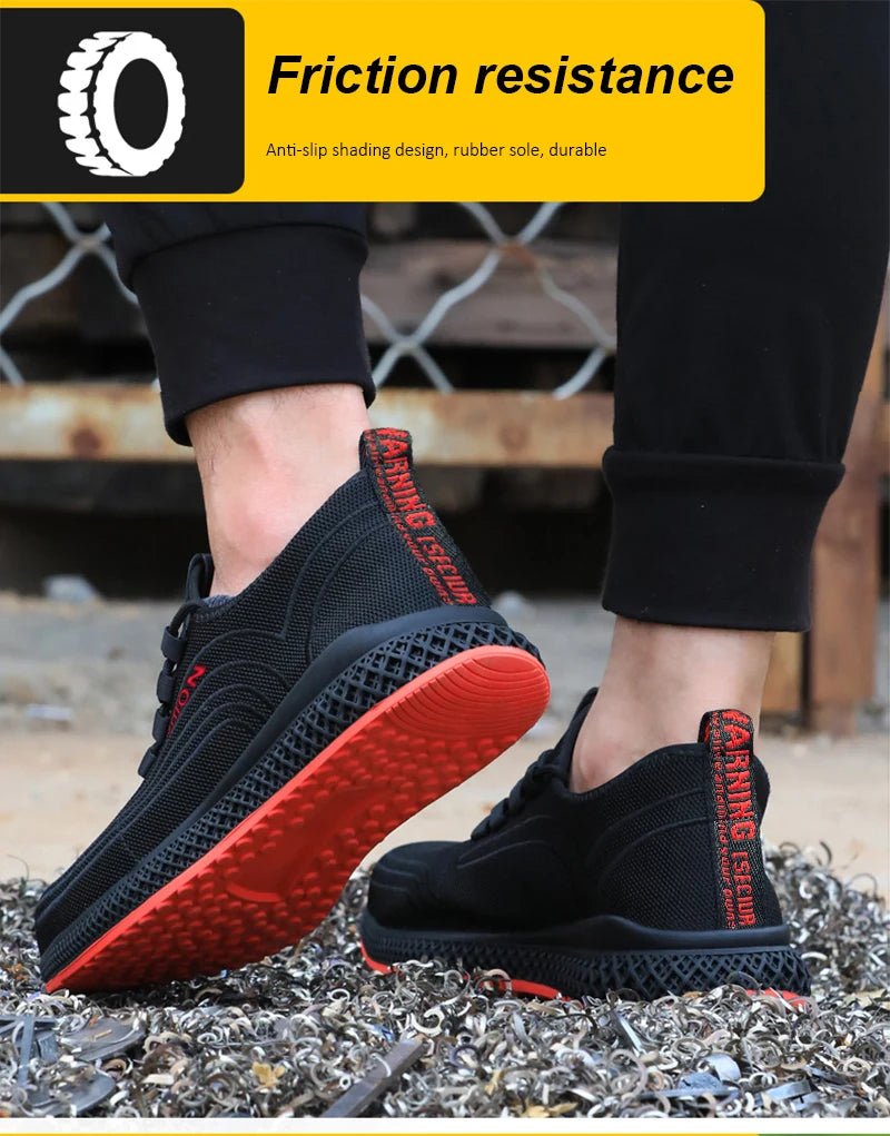 Manlegu Unisex Air Mesh Steel Toe Work Shoes Breathable Working Shoes Puncture-Proof.