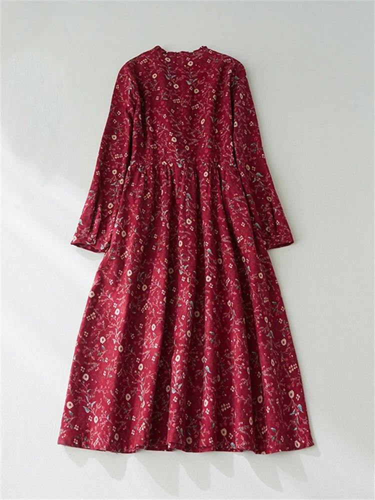 New Spring Autumn Cotton Print Vintage Dresses For Women.