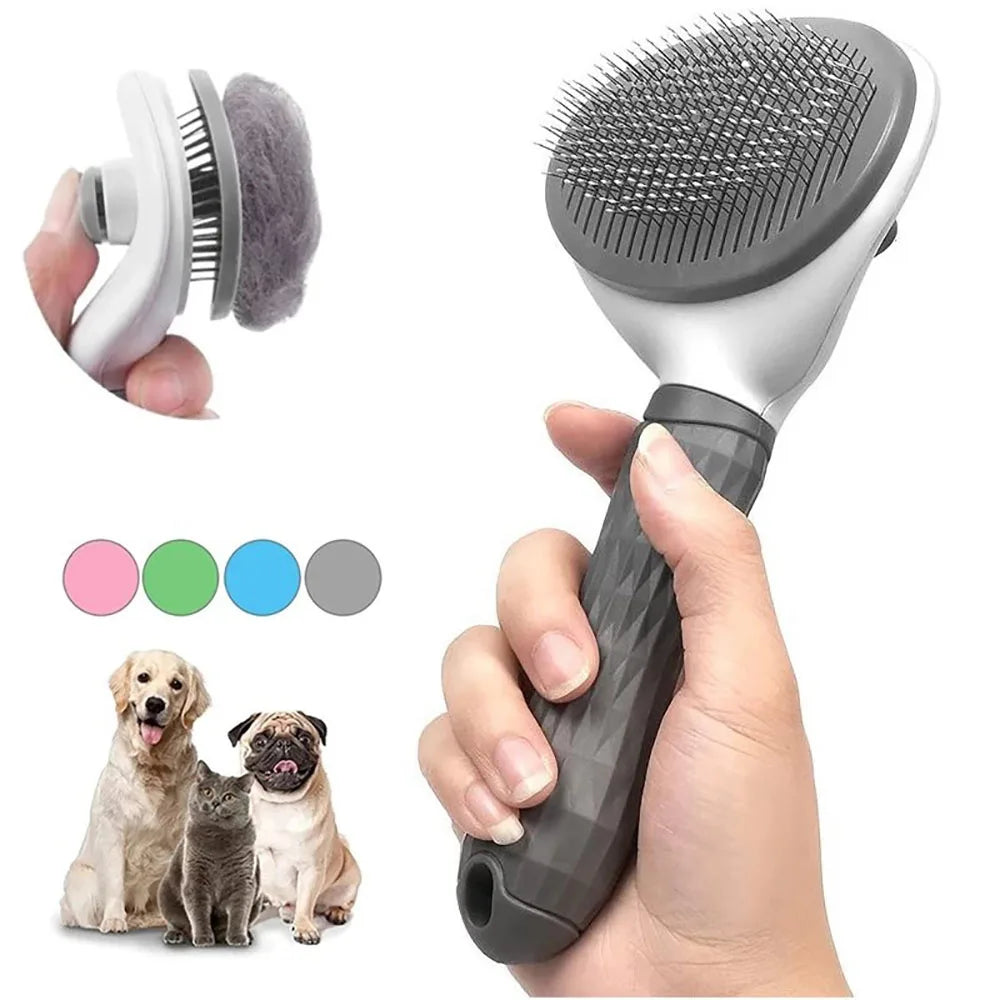 Self-Cleaning Pet Hair Remover Brush – Dog & Cat Grooming Comb - Adistore