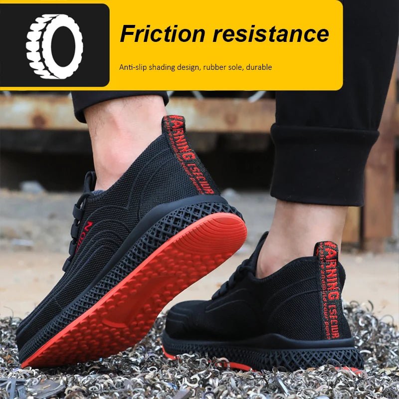 Manlegu Unisex Air Mesh Steel Toe Work Shoes Breathable Working Shoes Puncture-Proof.