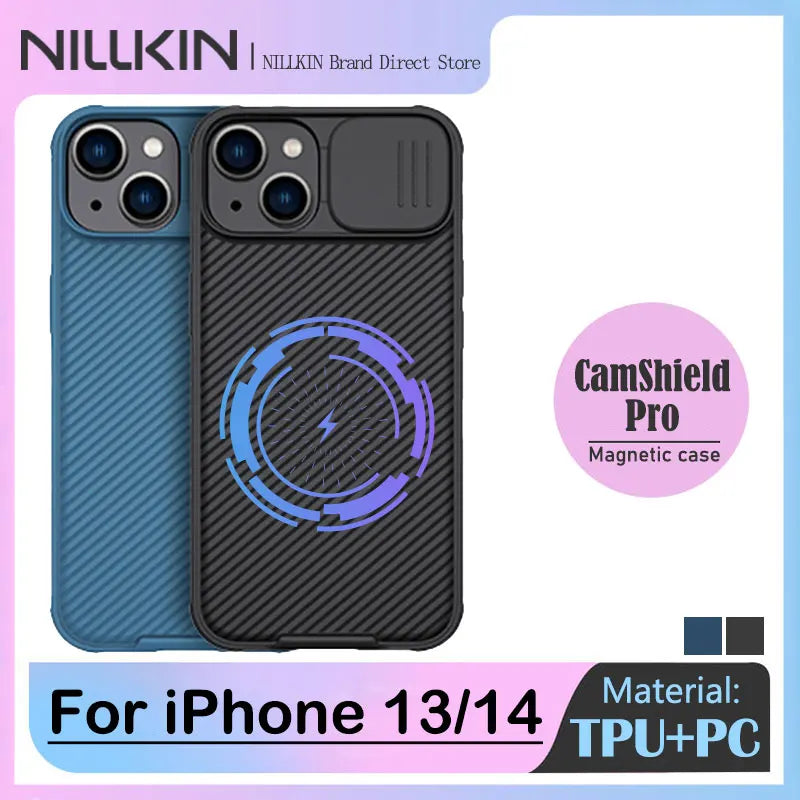 MagSafe Case for iPhone 13, Nillkin CamShield Pro, Magnetic Case for iPhone 14, Lens Slide Privacy, Camera Protection Back Cover