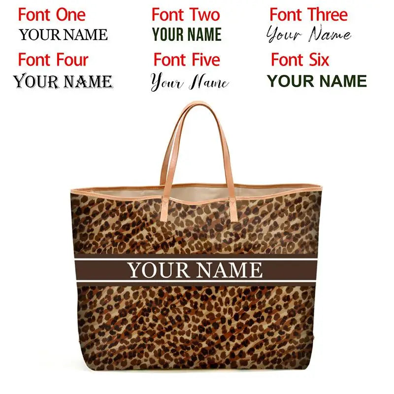 Custom Letter Stripe Tote Bag – Large Book & Travel Handbag for Women - Adistore