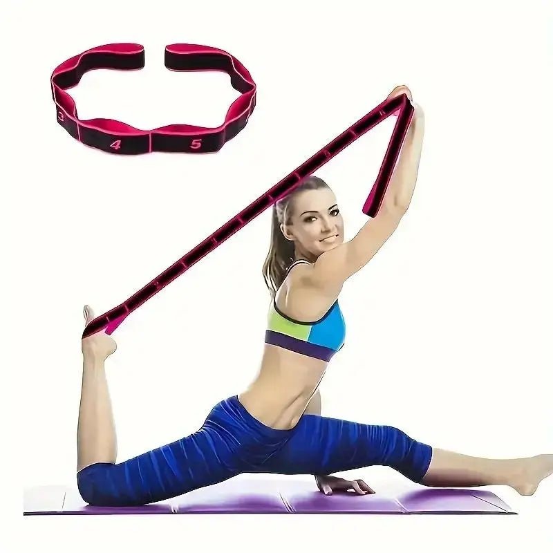 Yoga Elastic Resistance Band with 8 Rings – Pilates Stretching Rope - Adistore