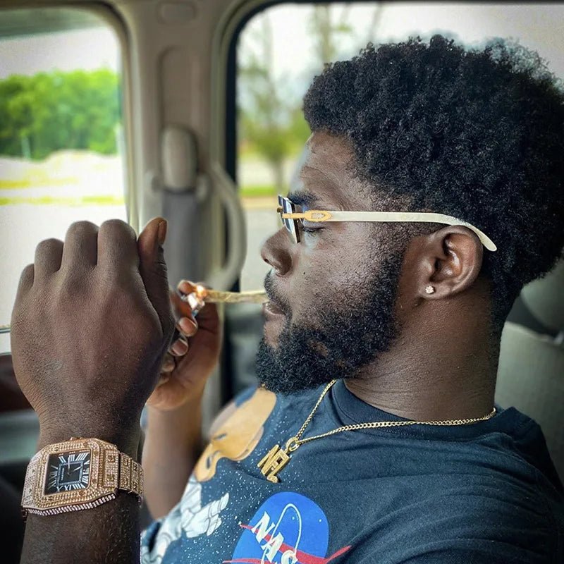 Punk Rimless Rectangle Sunglasses for Men | Vintage Frameless UV400