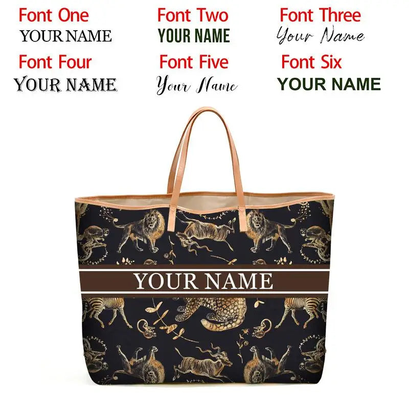 Custom Letter Stripe Tote Bag – Large Book & Travel Handbag for Women - Adistore