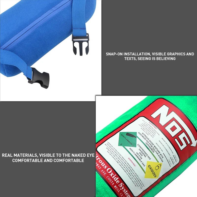 NOS Bottle Car Neck Pillow | Plush Headrest Cushion for Driver & Passenger - Adistore