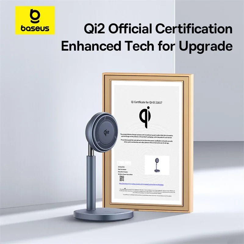 Baseus 2-in-1 Magnetic Wireless Charger Stand – 15W Qi2 for iPhone & AirPods - Adistore