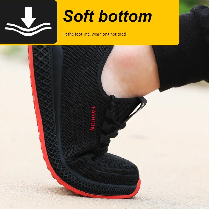 Manlegu Unisex Air Mesh Steel Toe Work Shoes Breathable Working Shoes Puncture-Proof.
