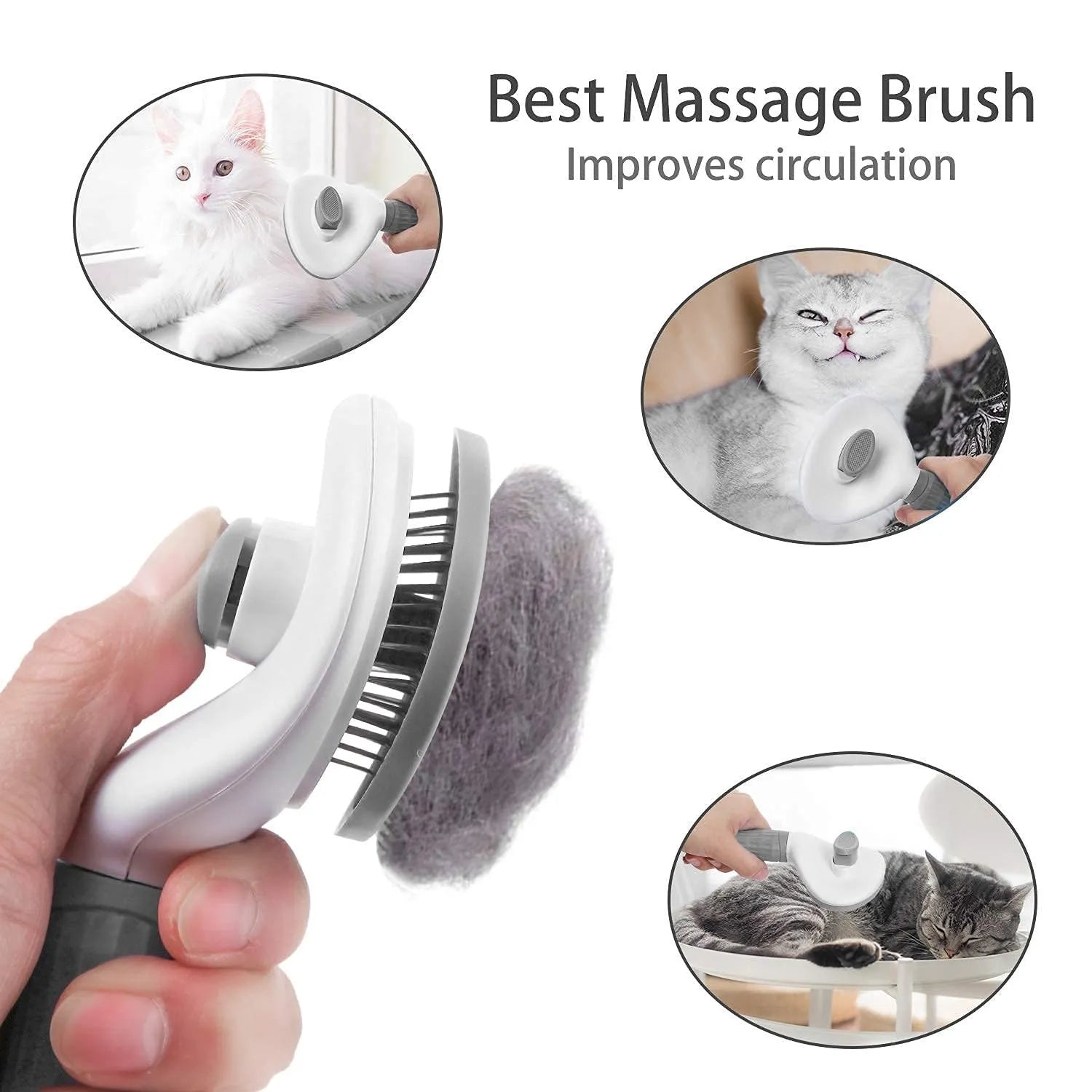 Self-Cleaning Pet Hair Remover Brush – Dog & Cat Grooming Comb - Adistore