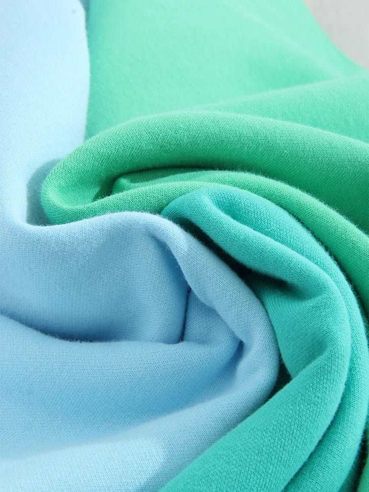 Blue Cotton Oversize Sweatshirt for Women – O-Neck Loose Pullover