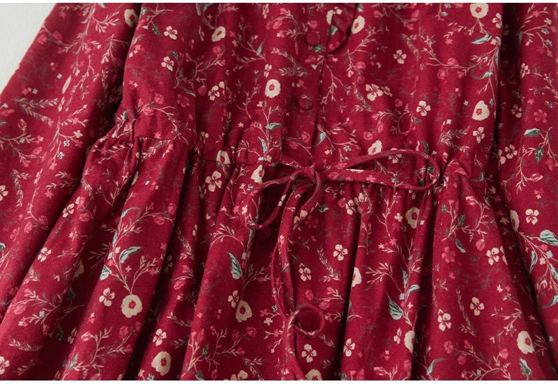 New Spring Autumn Cotton Print Vintage Dresses For Women.