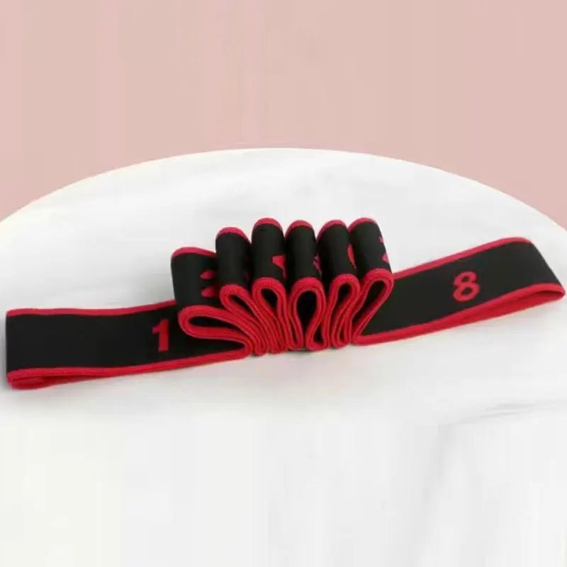 Yoga Elastic Resistance Band with 8 Rings – Pilates Stretching Rope - Adistore