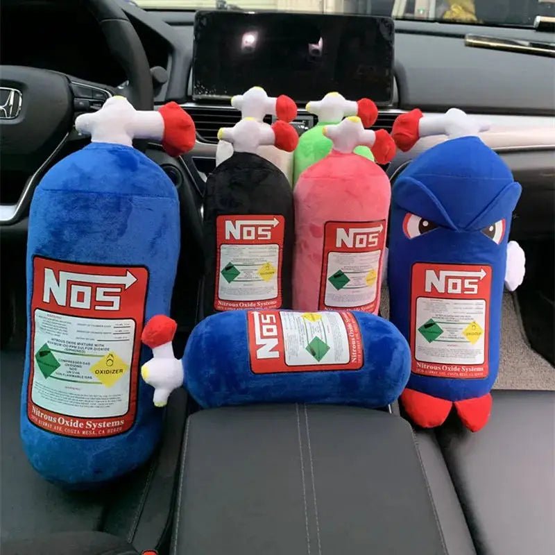 NOS Bottle Car Neck Pillow | Plush Headrest Cushion for Driver & Passenger - Adistore