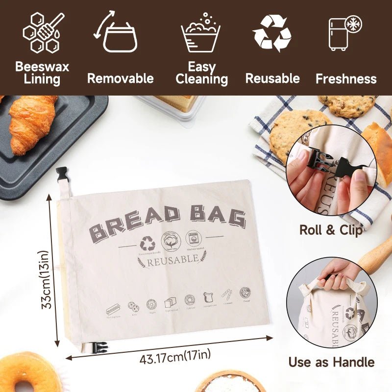 4/5 Pack Reusable Beeswax Bread Bag & Food Wraps – Eco-Friendly - Adistore