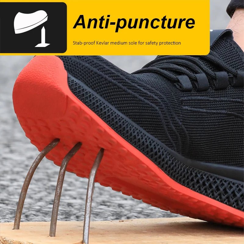 Manlegu Unisex Air Mesh Steel Toe Work Shoes Breathable Working Shoes Puncture-Proof.