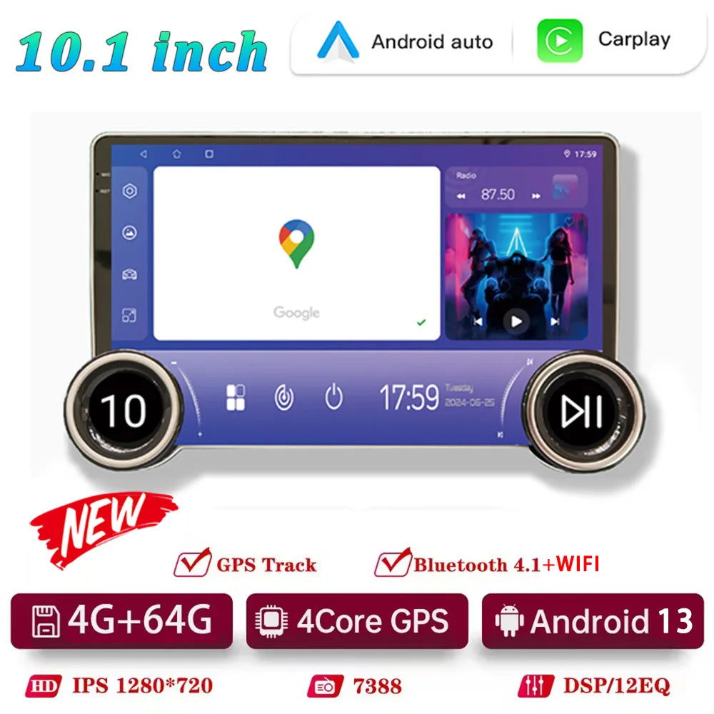 10.1" 2K 2Din Car Radio with CarPlay Android Auto | GPS Smart Player - Adistore