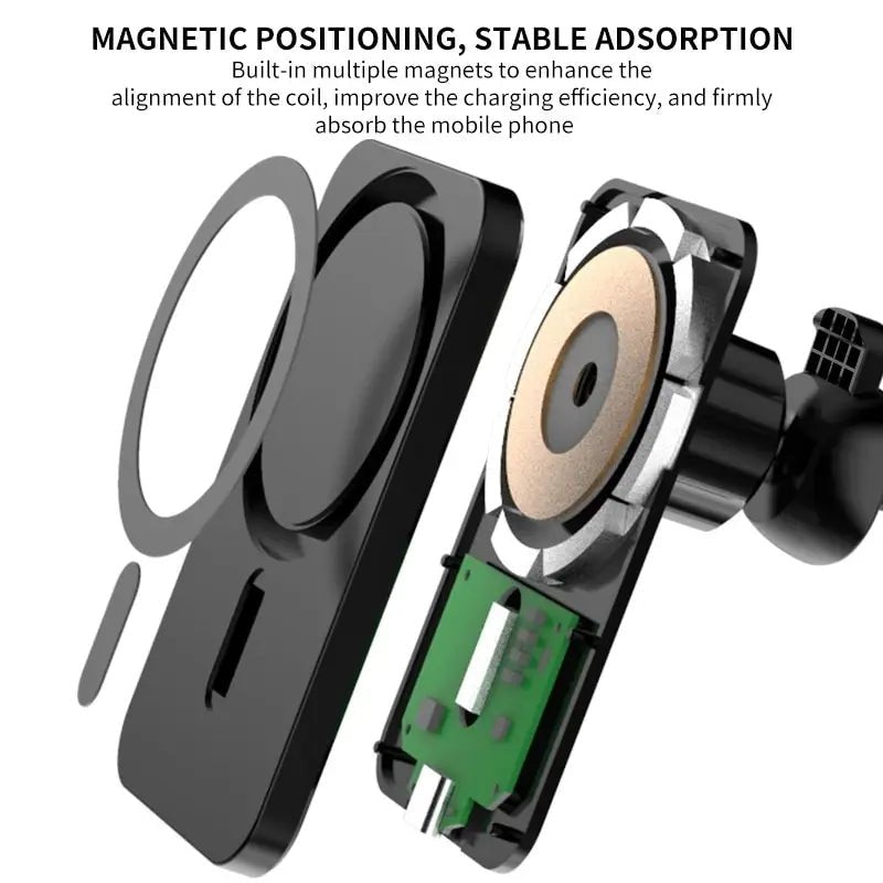 30W Magnetic Car Wireless Charger & Phone Holder for iPhone 15/14/13 - Adistore