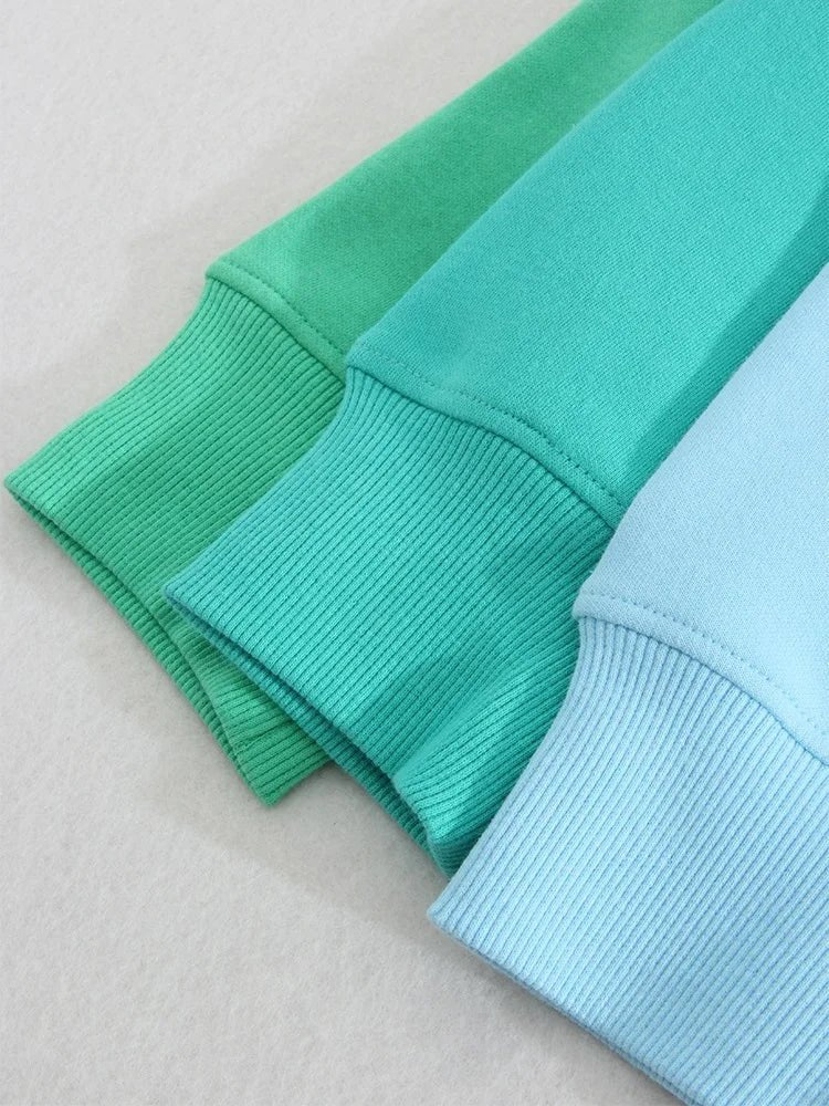 Blue Cotton Oversize Sweatshirt for Women – O-Neck Loose Pullover - Adistore