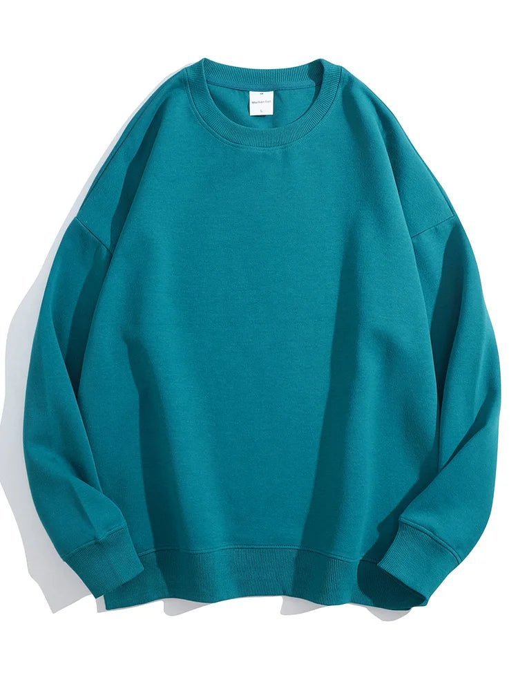Blue Cotton Oversize Sweatshirt for Women – O-Neck Loose Pullover - Adistore
