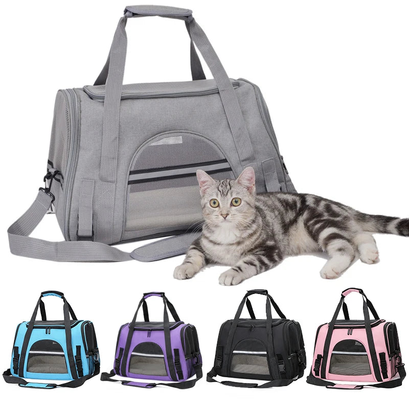 Foldable Pet Carrier Bag – Soft Mesh Travel Handbag for Cats & Dogs - Adistore